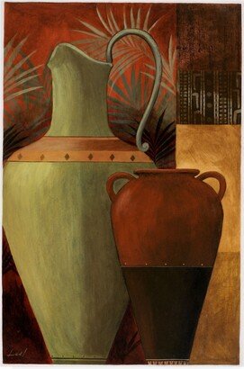 Pablo Esteban Vase Over Geometric Background 2 Canvas Art - 19.5