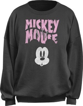 Women's Junior's Mickey Face Oversized Fleece-AA