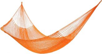 Handmade Mayan Rope Style Single Nylon Hammock Orange Sonata