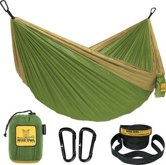 Wise Owl Outfitters Large DoubleOwl Hammock w/Adjustable Tree Straps,Green/Khaki - 1.85