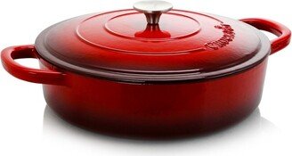 Artisan Enameled Cast Iron 5 Quart Round Braiser Pan with Self Basting Lid in Scarlet Red