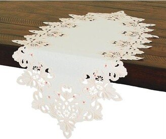 Victorian Lace Embroidered Cutwork Spring Table Runner, 16