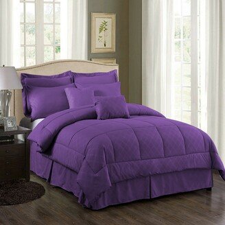 Snake River Décor 10 Piece Bed In A Bag Comforter Set Plaid Embossed King Purple