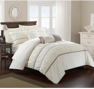 Aero Pleated & Ruffled King Bed In a Bag Comforter 10-Piece Set, Grey