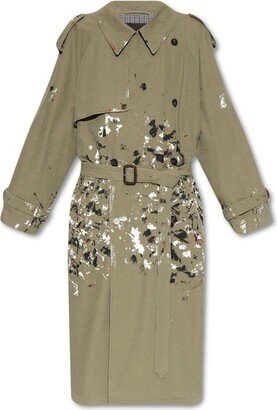 Paint Splatter Detailed Trench Coat