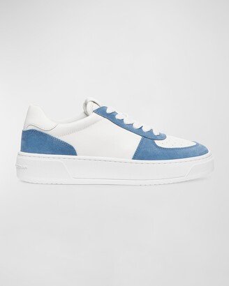 Mixed Leather Courtside Low-Top Sneakers