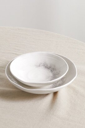 Set Of Two Glazed Ceramic Bowls - Gray