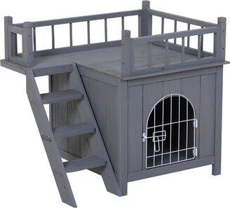 2-Story Indoor/Outdoor Wood Cat Dog House Shelter