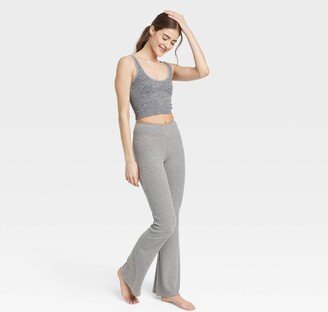 Colsie Women' Cozy Ribbed Croover Waitband Flared Legging Pajama Pant - Colie™ Heathered L