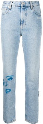 Printed Faces Straight-Leg Jeans