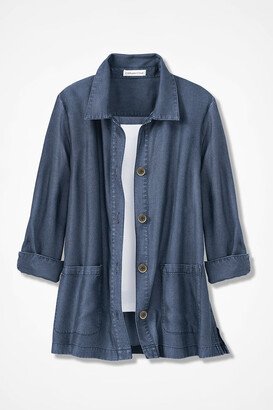 Women's Tencel Twill Weekend Wanderer Shirt Jacket - Medium Wash - Large