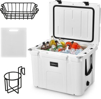 55 Quart Cooler Portable Ice Chest w/ Cutting Board Basket for Camping