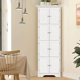 EROMMY Corner Storage Cabinet, Corner Hutch Cabinet with 8 Doors, Organizer Solid Wood 90 Degree Storage Cabinet