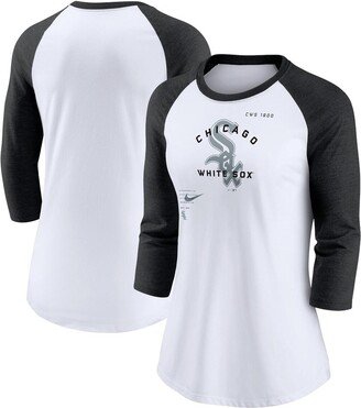 Women's White, Black Chicago White Sox Next Up Tri-Blend Raglan 3/4-Sleeve T-shirt - White, Black