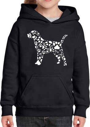 Big Girl's Word Art Hooded Sweatshirt - Dog Paw Prints