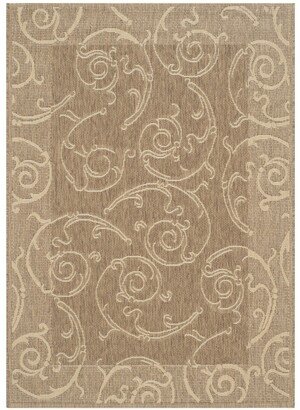 Courtyard Brown and Natural 6'7 x 6'7 Square Outdoor Area Rug - Brown / Na