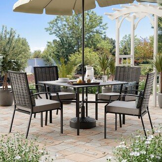 Greemotion Sintra Grey 5-Piece Square Patio Dining Set with Cushions and Pillows