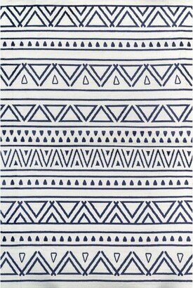 Cecilia Geometric Bohemian Bands Area Rug - Blue