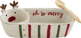 Farm Christmas Tidbit Dipper, dish 3 1/2 x 10 1/4 | spoon 5, White