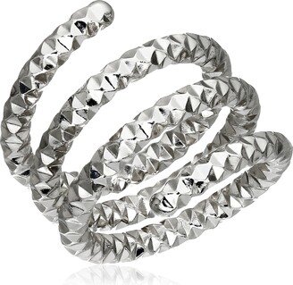 Uno Aerre Rhodium Plated Diamond Cut Coil Stackable Ring