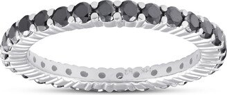 Pompeii3 1 Ct Black Diamond Eternity Ring 14k White Gold