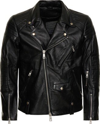 Natural leather biker jacket