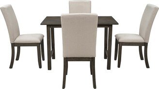 hommetreeinc Wood Dining Table Set with 4 Dining Chairs for Small Places