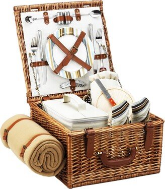 Cheshire English-Style Willow Picnic Basket for 4 with Blanket