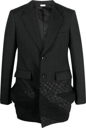 Check-Pattern Single-Breasted Blazer