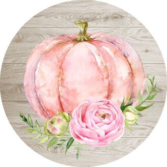 Pink Pumpkin Sign, Metal Wreath Sign