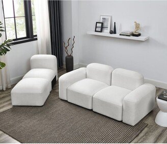 YC White L-Shape Modular Sectional Sofa，DIY Combination Loop Yarn