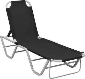 Sun Lounger Aluminum and Textilene Black - 74.8 x 23.2 x 11.8