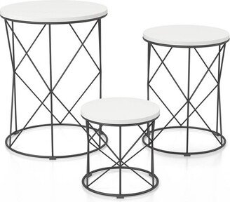 3pc Melmar White Top Nesting Table White/Black - HOMES: Inside + Out