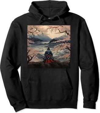 Samurai Sakura Blossom Haven Harmony of Nihon Sakura's Elegance Revealed Pullover Hoodie