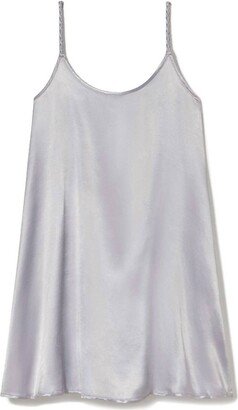 Rowen Satin Short Nightgown Braided Strap In Lavender