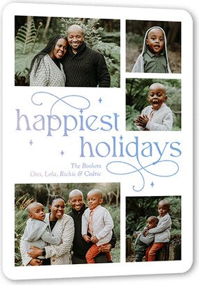 Holiday Cards: Twinkle Swashes Holiday Card, White, Iridescent Foil, 6X8, Holiday, Matte, Personalized Foil Cardstock, Rounded