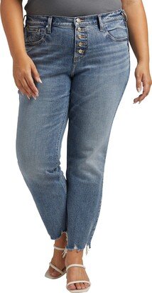 Beau Frayed Exposed Button Slim Boyfriend Jeans