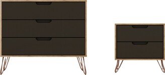 Rockefeller 2-Piece Medium Density Fiberboard 3-Drawer Dresser and 2-Drawer Nightstand Set