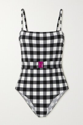 Prisme Belted Gingham Swimsuit - Black