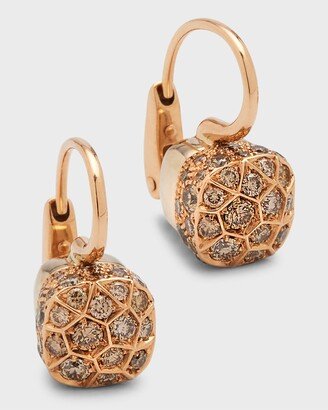 18K Rose Gold Brown Diamond Pave Nudo Earrings