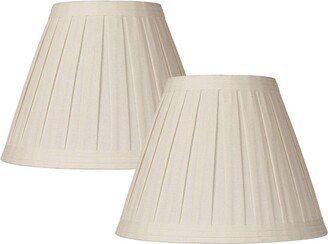 Springcrest Set of 2 Creme Linen Box Pleated Medium Drum Lamp Shades 7