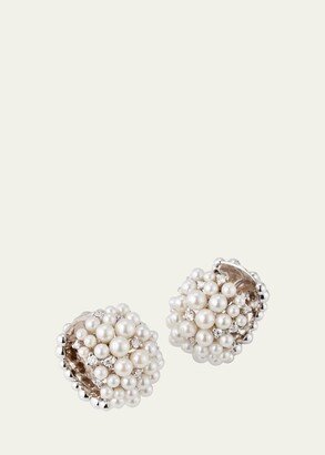 Lagrange 18K Pearl & Diamond Huggie Earrings