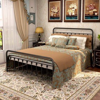 Modern Platform Metal Bed with Headboard and Footboard