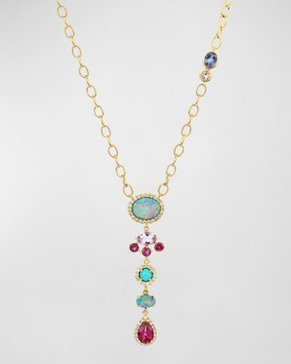 Stevie Wren 14K Yellow Gold Rhodolite, Garnet, Opal and Diamond Riviera Necklace