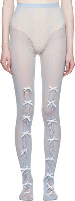 Nodress SSENSE Exclusive Blue Bowknot Fishnet Tights