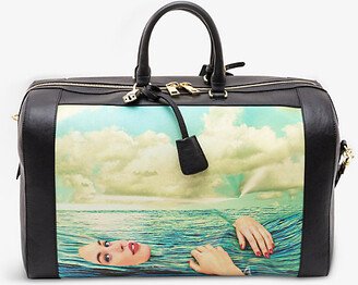 Black/Blue Wears Toiletpaper Seagirl Faux-leather Travel bag