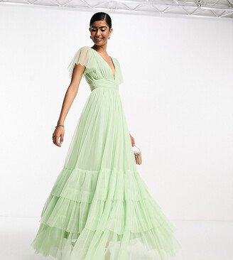 Bridesmaid Madison v neck tulle maxi dress in sage