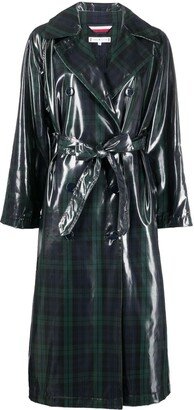 Tartan-Print Trench Coat