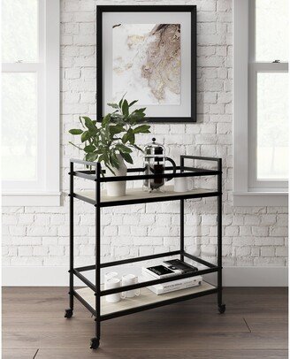 Waylowe Black Metal Open 2-shelf Rolling Bar Cart - 28W x 14D x 32H