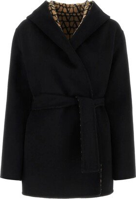 Black Wool Blend Coat-AA